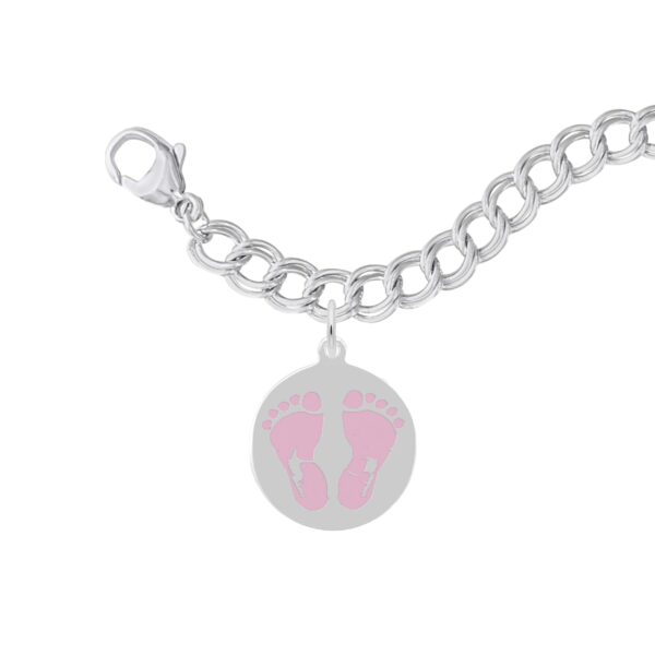 Painted Baby Feet Disc Bracelet Set - Pink