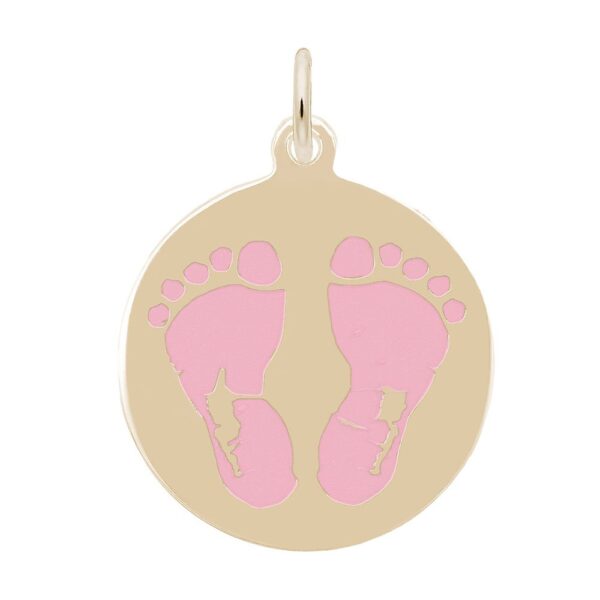 Painted Baby Feet Disc Charm - Pink