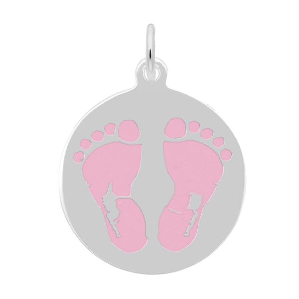 Painted Baby Feet Disc Charm - Pink