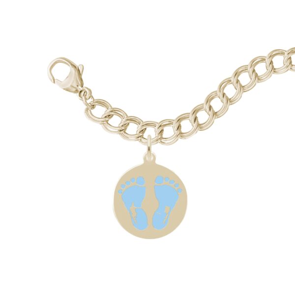 Painted Baby Feet Disc Bracelet Set - Blue