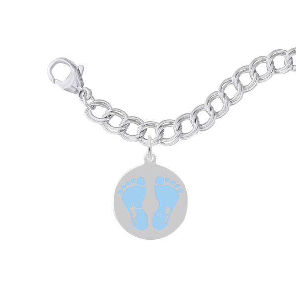 Painted Baby Feet Disc Bracelet Set - Blue