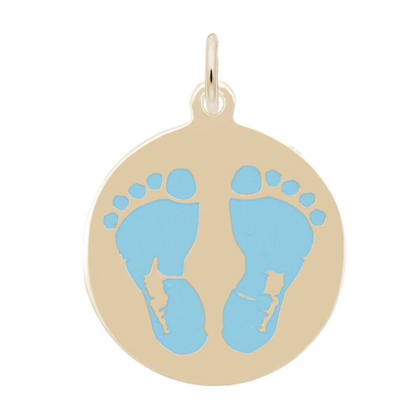 Painted Baby Feet Disc Charm - Blue