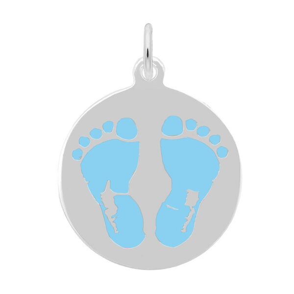 Painted Baby Feet Disc Charm - Blue