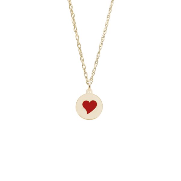 Painted Initial Disc Heart Necklace Set