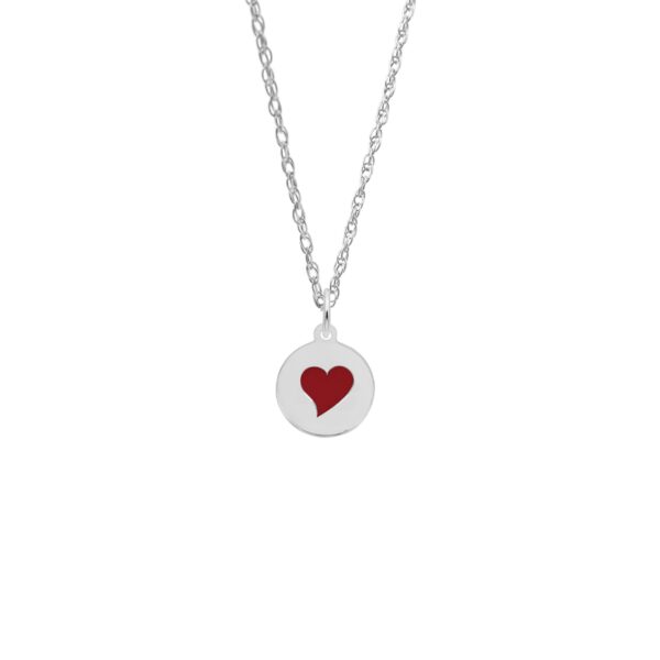 Painted Initial Disc Heart Necklace Set