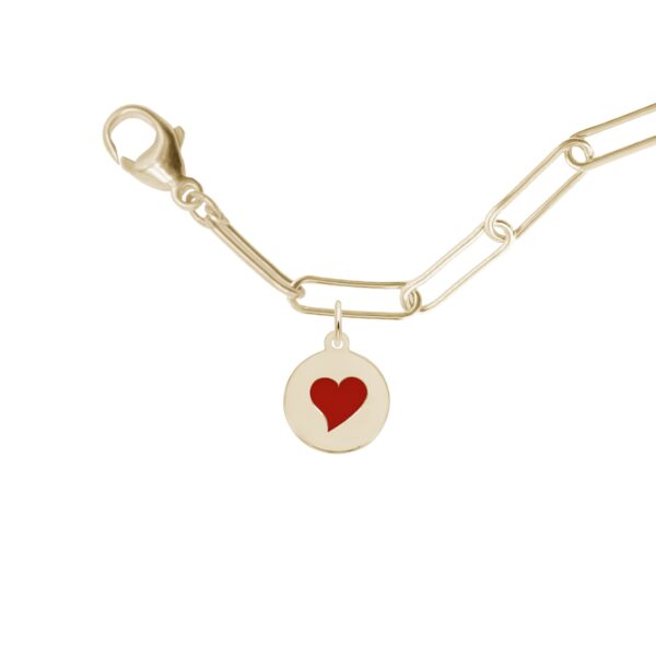 Painted Initial Disc Heart Bracelet Set