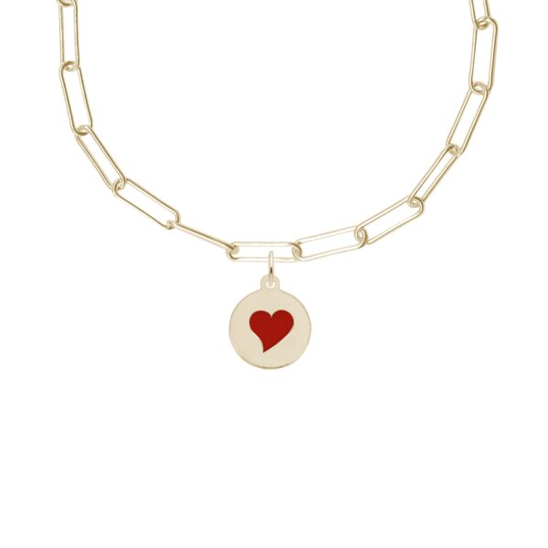 Painted Initial Disc Heart Necklace Set