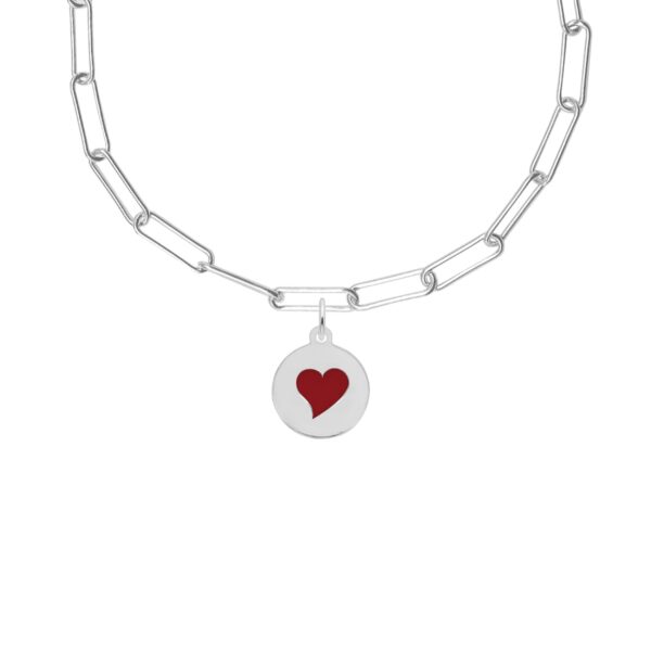 Painted Initial Disc Heart Necklace Set