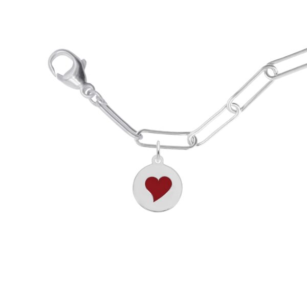 Painted Initial Disc Heart Bracelet Set