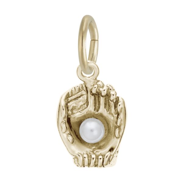 Baseball Glove with Pearl Accent Charm