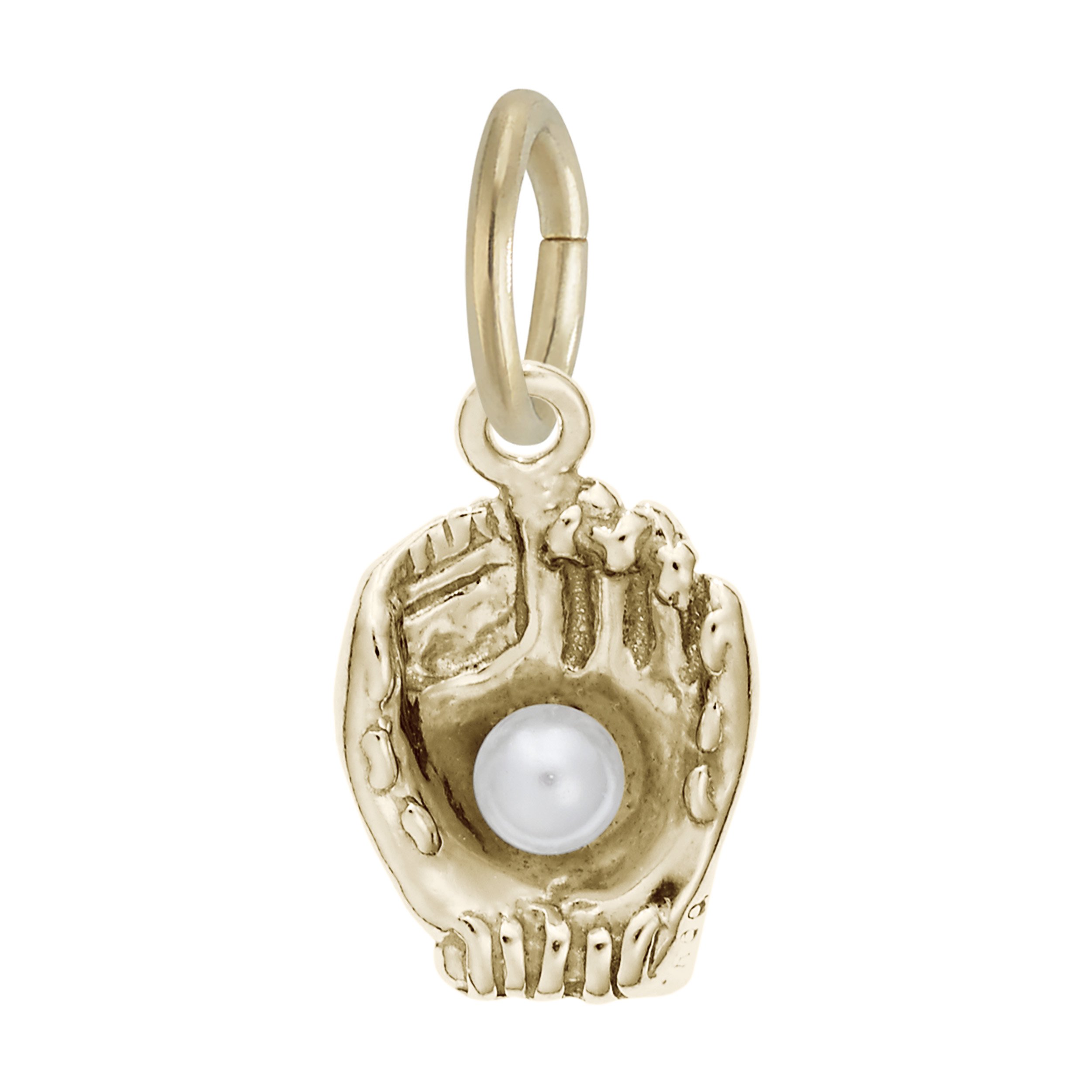 Baseball Glove with Pearl Accent Charm - Image 1