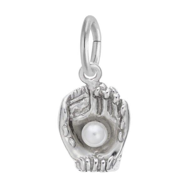 Baseball Glove with Pearl Accent Charm