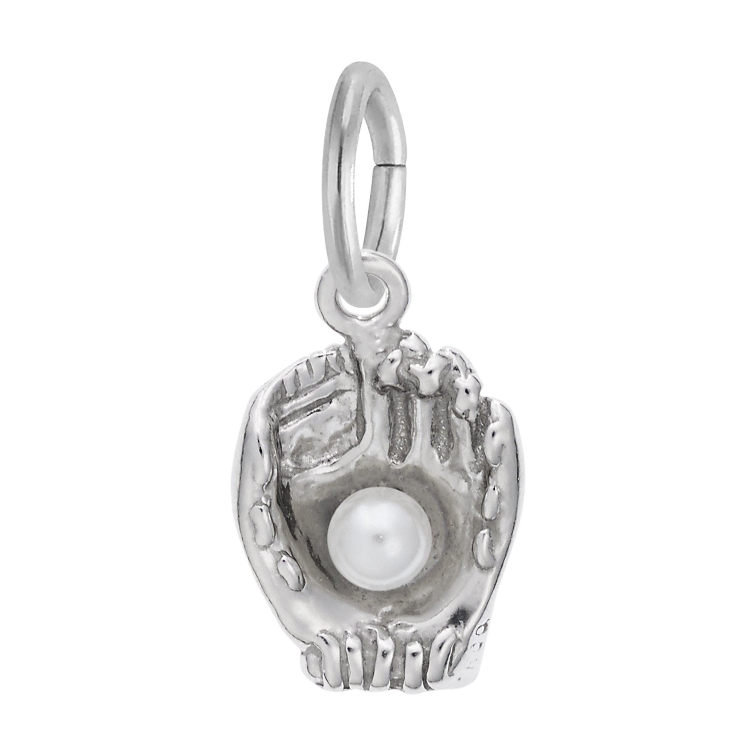 Baseball Glove with Pearl Accent Charm