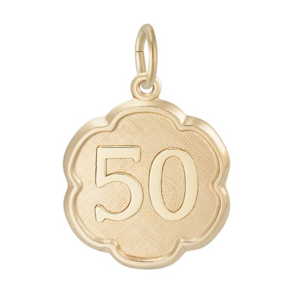 Number Fifty Scalloped Disc Charm