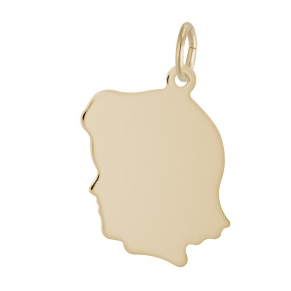 Flat Girl's Head Medium Charm