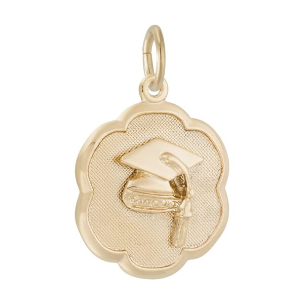 Graduation Cap Scalloped Disc Charm