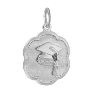 Graduation Cap Scalloped Disc Charm