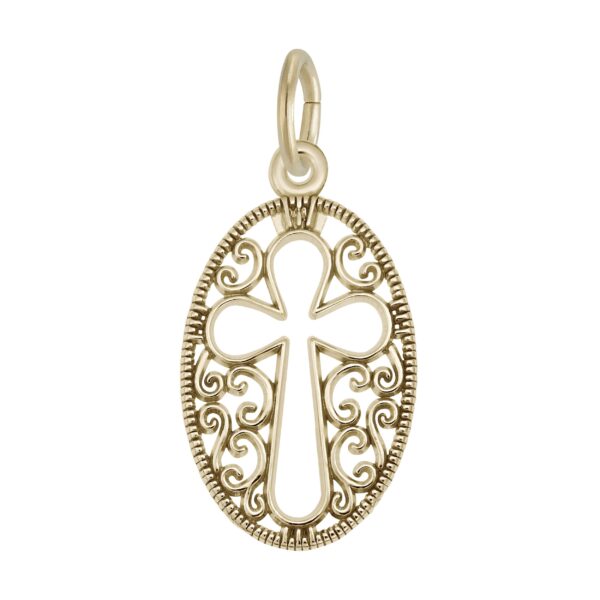 Filigree Oval Cross Charm