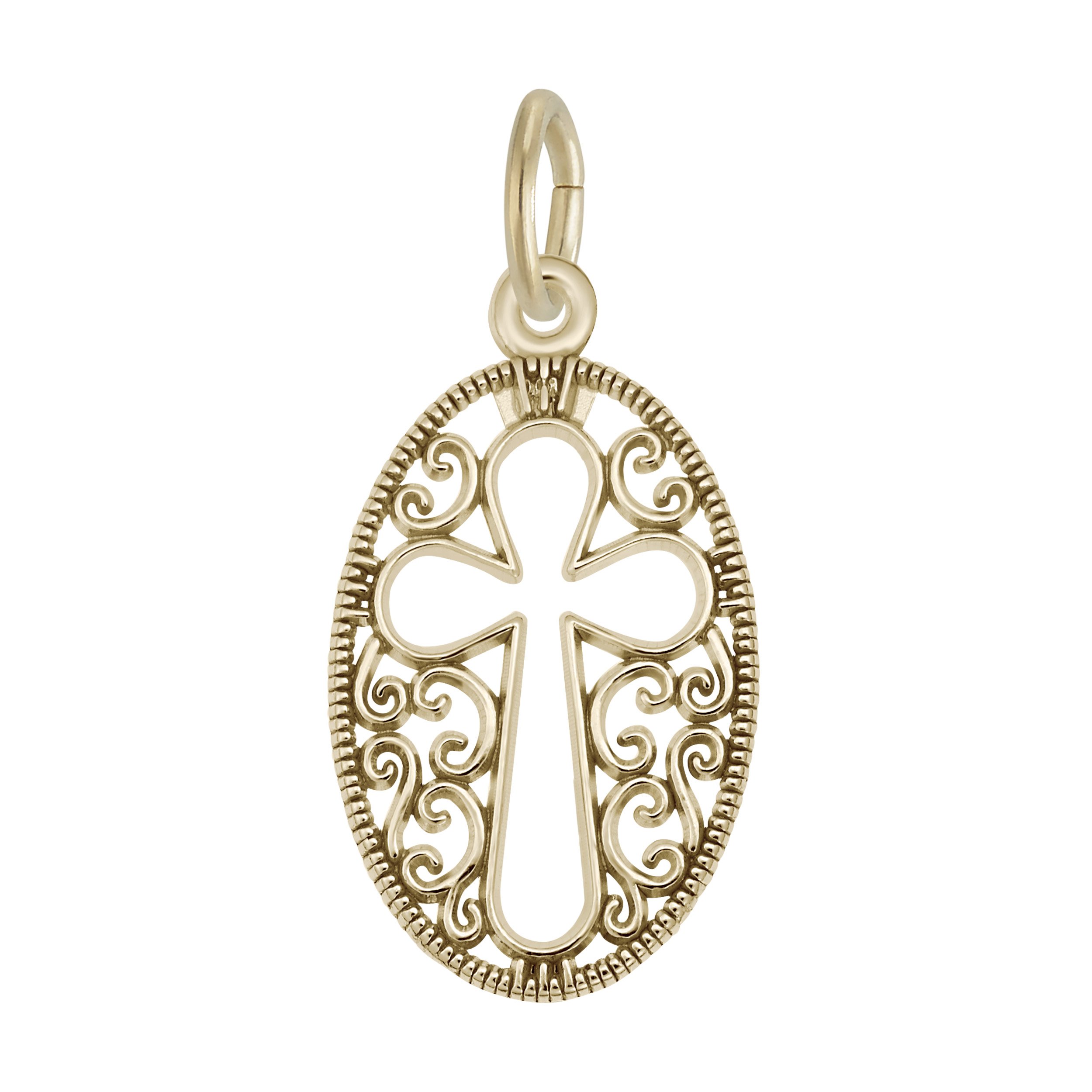 Filigree Oval Cross Charm - Image 1