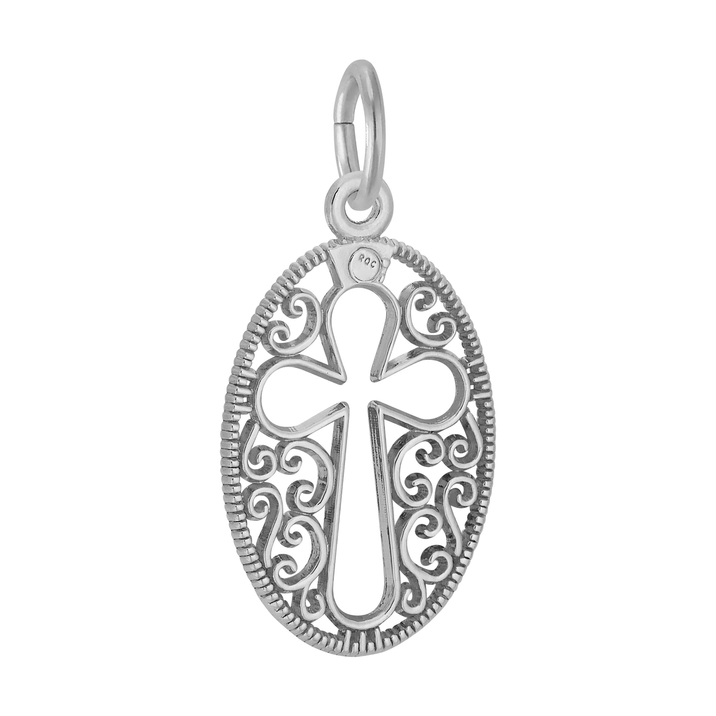 Filigree Oval Cross Charm - Image 2