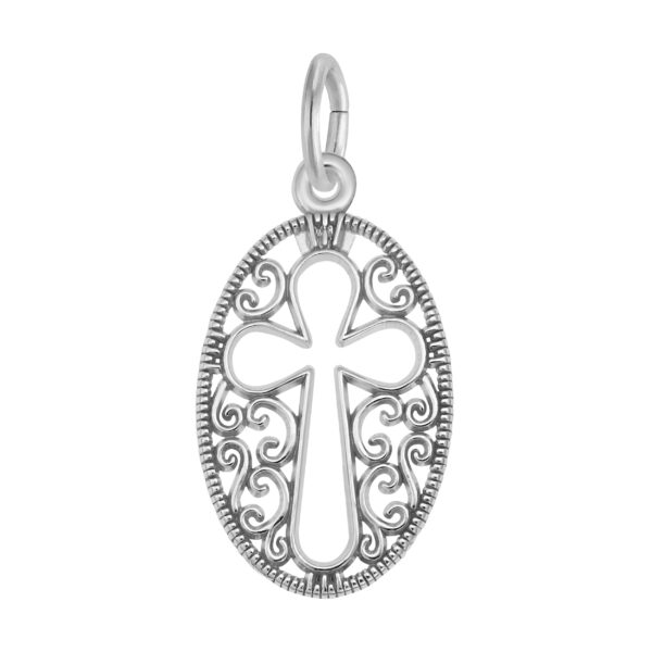 Filigree Oval Cross Charm
