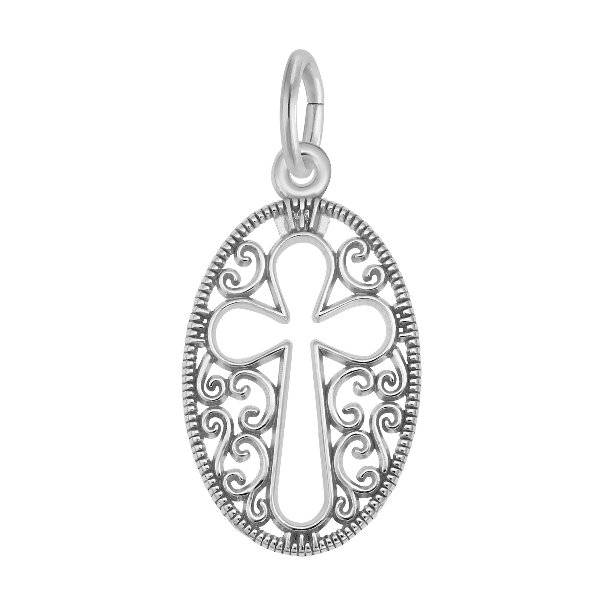 Filigree Oval Cross Charm
