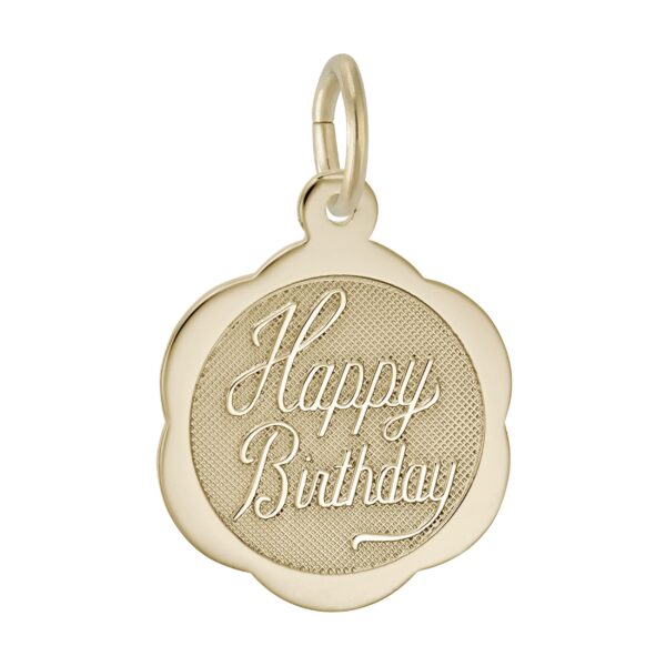 Happy Birthday Scalloped Disc Charm