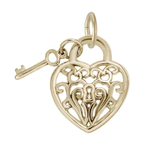 Filigree Heart & Key Charm