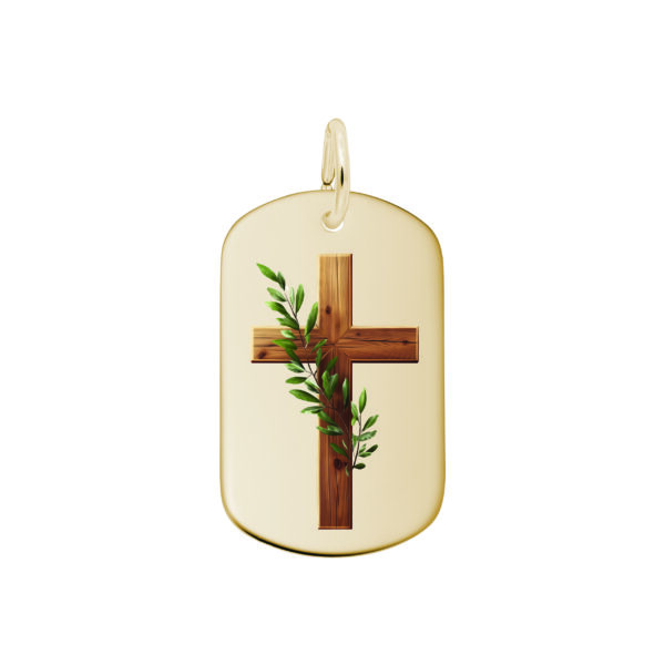 Wooden Cross Painted Charm