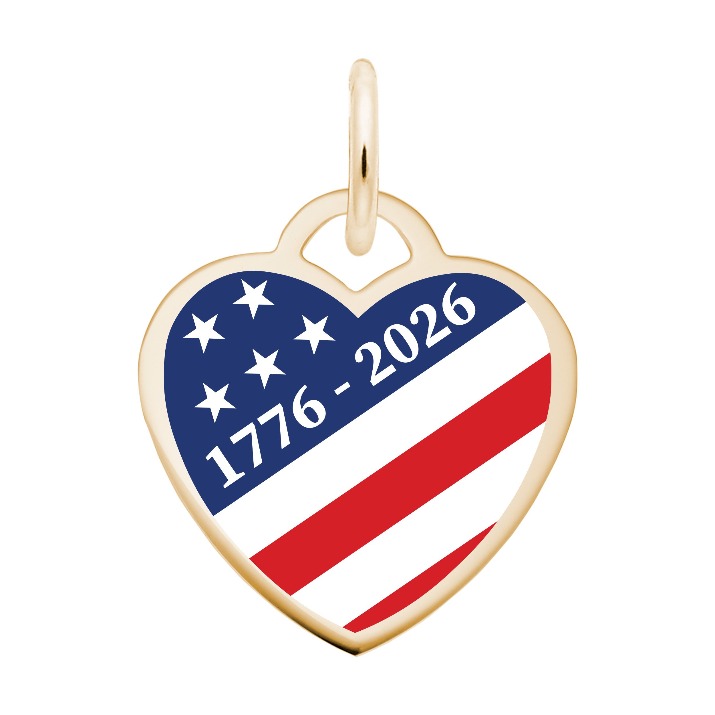 Painted USA 250 - 1776-2026 Stars & Stripes Heart Charm - Image 1