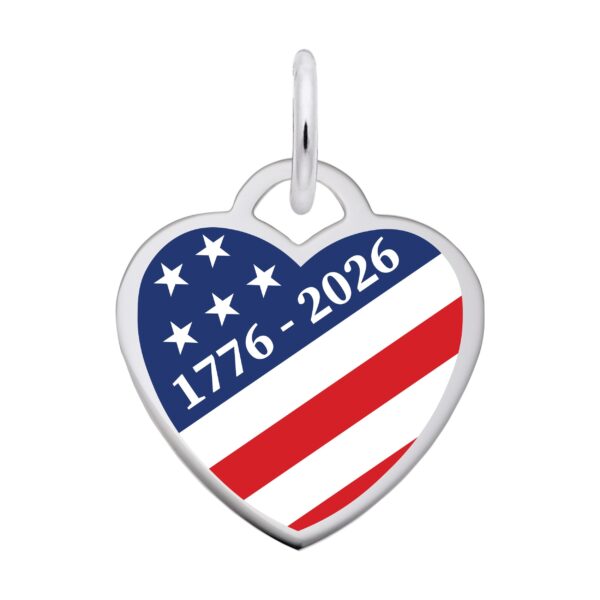 Painted USA 250 - 1776-2026 Stars & Stripes Heart Charm