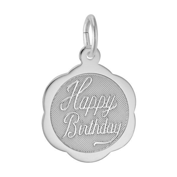 Happy Birthday Scalloped Disc Charm