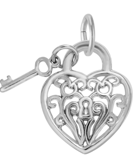 Filigree Heart & Key Charm