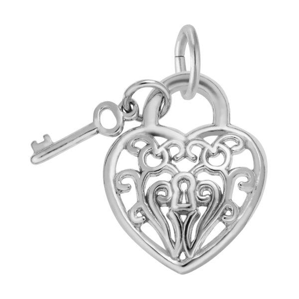 Filigree Heart & Key Charm